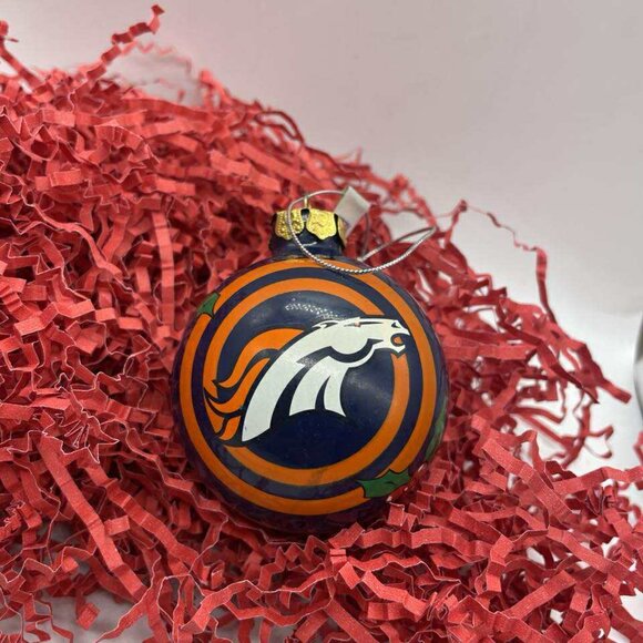 EUC Denver Broncos Glass Ball Christmas Ornament with Tag - Picture 1 of 7